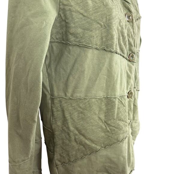 Habitat Womens Olive Green Lagenlook Stretch Cotton Knit Jacket Button Up sz S - Picture 3 of 16